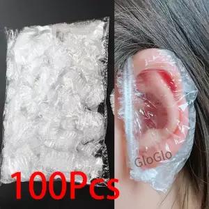 100Pcs 일회용 머리 염색 귀마개 방수 귀 덮개 베이킹 워시 샤워 입욕 미용 청소 액세서리