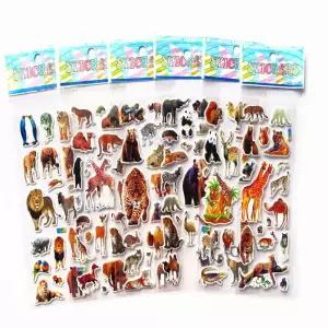 10pcs 3D 푹 스티커 동물 대량 스크랩북 장식 생일 크리스마스 선물 를위한 소년