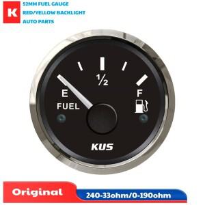 KUS 52mm 포인터 연료 게이지, 0-190ohm E-1/2-F 디스플레이, 레벨 미터, 블랙 계기, 적색  백라이트