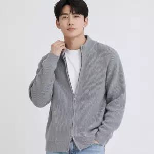 남성 가을 니트 집업 가디건 하이넥 골지 간절기 캐주얼 자켓