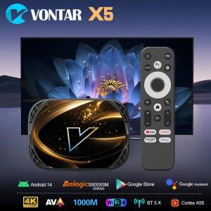 VONTAR X5 안드로이드 14 TV 박스 Amlog c S905X5M S905A 4GB 128GB 1000M W f 6 4K 60fps AV1 구글 플레이어 유튜브 미디어 플레이어
