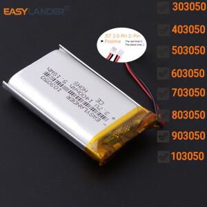 JST2.0 2P 3.7V 503050 800mAh 충전식 리튬 이온 폴리머 배터리