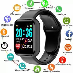 Y68 스마트 워치 남성 여성 심박수 산소 혈압 모니터링 os Andro d 용 다기능 수면 모니터링 Smartwatch