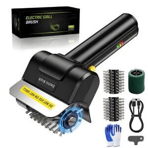 휴대용 전기 스테인리스 스틸 바베큐 그릴 청소 브러쉬 2000mAh 충전식 무선 야외 주방