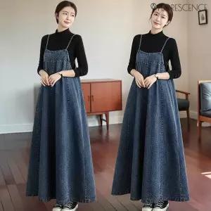 블루밍데님플레어멜빵원피스