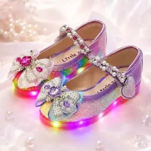 무지개 진주 꽃나비 국산 아동 키즈 주니어 새학기 라이팅 불빛 생일선물 여아 LED 구두