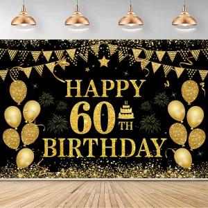 60세 생일 파티 장식 해피 버스데이 배너 배경 남녀 공용
