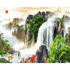IKWFP86KM 운수대통 산수화 40x50 캔버스 그리기 페인팅 폭포 동양화
