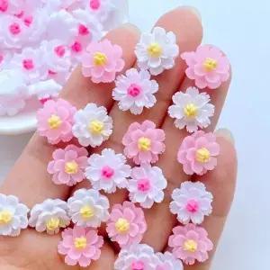 귀여운 수지 미니 플라워 시리즈 플랫 백 스톤 피규어 DIY 웨딩 스크랩북 매니큐어 액세서리 12 60 개