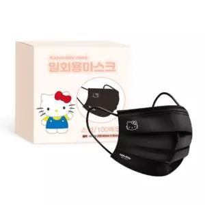 프로월드컵 마스크 소형 헬로키티 블랙 100매입 여름 BNS