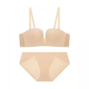 ELLE INNERWEAR 스퀘어 반컵 볼륨 브라 팬티 세트 - 스킨 2360579