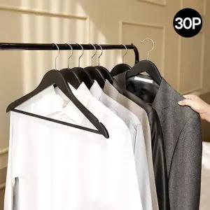 홈앤하우스 프리미엄 원목 옷걸이 블랙 30P