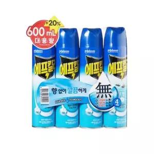 에프킬라 가성비 대용량 에어로졸 무향 600ml, 4개