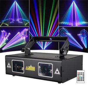 [미국배송] 애니메이션 레이저 라이트 DJ 라이트 월드라이트 스테이지 파티 3D RGB 풀 컬러 DMX512 음악 사운드 및 리모컨 클럽 디스코 바 웨딩 무대 조명에 적합