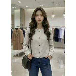 [롯데백화점]SOUP 노카라 칠부소매 크롭자켓  SC4JKM1R