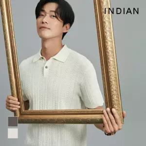 [INDIAN] 케이블 솔리드 폴로에리 반팔 니트_MIUBS4M2391