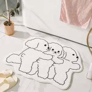 포유 극세사 침대 멍멍이 삼형제 미니 러그 침실 카페트 거실 인테리어