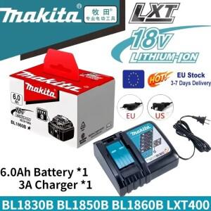 18V 6.0Ah 정품 마키타 배터리 및 충전기 세트 전동 공구 DDF487 DTW700 GBA404 DUC150Z DHR183Z 용)