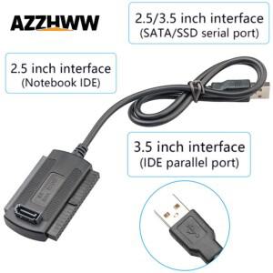 USB to SATA IDE 케이블 어댑터 3 IN 1 2.0 2.5/3.5/5.25인치 변환 CR ROM DVD ROM/RW CD RW용