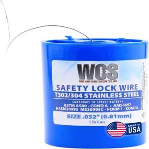 WCS .032 스테인리스 스틸 안전 잠금 와이어 T302/304 NASM20995C MS20995C ASTM A580 조건 A AMS5697