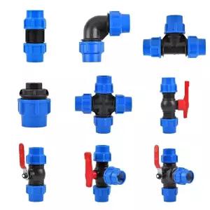 PVC PE 튜브 20 50mm 수도관 분배 밸브 커넥터 정원 농업 관개 호스 연결 부속