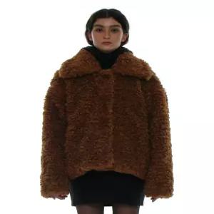 파르티멘토 우먼 와이드 카라 플러피 퍼 코트_카멜 브라운 PW-24290CB 4509660