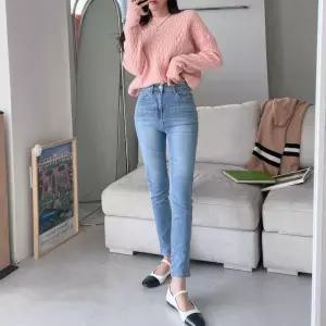 여자 연청 세미 스키니진 슬림 스판 빅사이즈 청바지_51