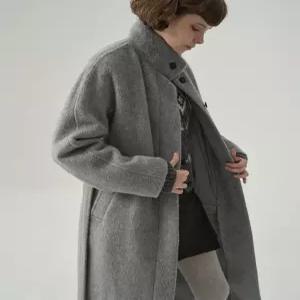 드로우핏 우먼 래빗 앙고라 울 하이넥 핸드메이드 롱 코트 [M.GREY] DFWMCT5492MG