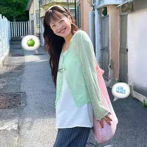 핫핑 [살안타템/포인트템] 모인디 프릴단작 유넥 살안타 긴팔가디건