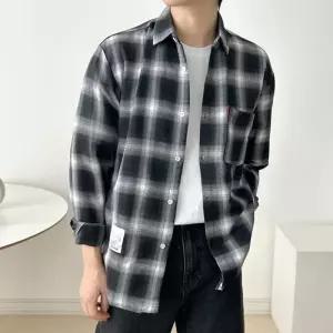 긴팔 체크난방 체크 셔츠 사계절 루즈핏 남성 캐주얼