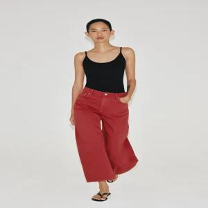 ZARA 자라 ZW 컬렉션 미드라이즈 카프리 벌룬 청바지 - 레드 9632/259/600 170258