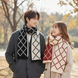 겨울 보온 머플러 남자 여자 커플 양면 목도리 털 롱