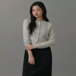 무신사 스탠다드 우먼 우먼즈 램스울 라운드 넥 크롭 가디건 멜란지 라이트 그레이 13505232