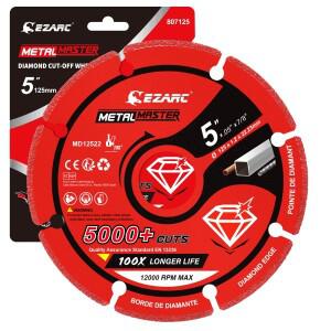 EZARC 5인치 X 금속용 다이아몬드 절단 휠, 철근, 및 INOX에 5000회 이상 가능 125mm 톱날