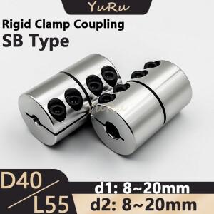 1PCS D40L55 SB 리지드 클램프 커플 링 보어 8/10/11/12/14/16/17/18/19/20mm 알루미늄 스크류로드 드라이