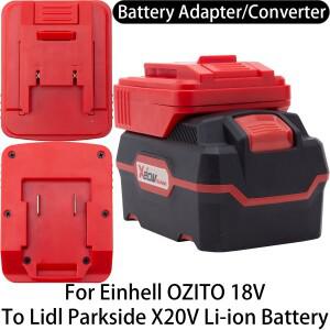 Einhell X-Change/OZITO 18V 리튬이온 공구용 어댑터/컨버터 - Lidl Parkside X20V 배터리 전동 액세서리