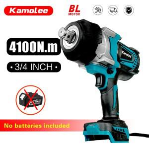 Kamolee 4100NM 브러쉬리스 전기 렌치 3/4 무선 임팩트 Handheld21V 배터리 자동차 수리 도구