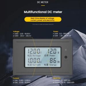 DC 6-200V 20A LED 디지털 전압계 공급 장치 에너지 미터 감지기 테스터 모니터