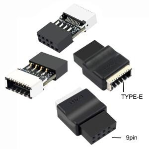 데스크탑 PC용 전면 패널 헤더 키-A 소켓 컨버터 마더보드 익스텐션 어댑터 USB 2.0 9 3.1 타입-E 핀