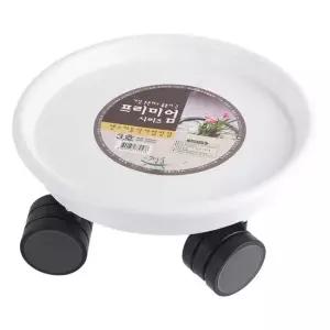 식집사 원형 플라스틱 바퀴형 화분받침 3호 화이트 사이즈