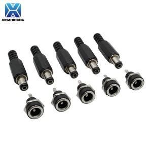 5쌍(10개) DC 전원 소켓(암컷) & 플러그(수컷) 3A 12V 5.5x2.1/2.5mm DC022B&DC005 나사너트 패널 장착 키