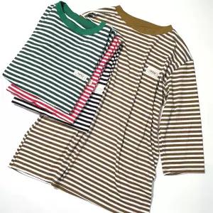여성 냉감 스트라이프 7부 티셔츠 줄무늬 여름 쿨링 시원한 소재 찰랑이는 의류 반팔 루즈핏