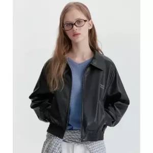 MARIE CLAIRE 베이직 로고 레더 블루종 점퍼(MAGAJP03MBK)