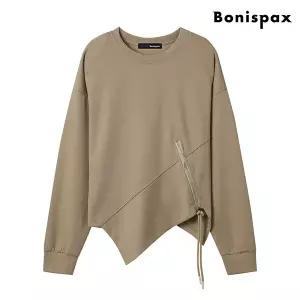 라운드 지퍼 언발 포인트 베이직 긴팔 티셔츠 (XO4LW004L0)