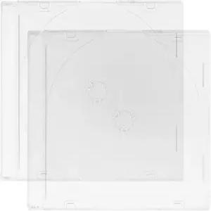 럭샤이니 아크릴 CD 케이스 2팩 투명 휴대용 DVD 보관 정리함 슬림 보호 홀더 5.51X4.92X0.19인치 여행용