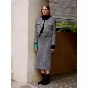 MUSEE SOPHIA Tweed Wool Long Skirt_Black 2364392