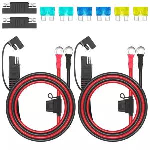 Linkstyle 2PCS SAE-투-O 링 터미널 하니스 2피트 10AWG 배터리 커넥터 2핀 퀵 디스커넥트 연장 코드