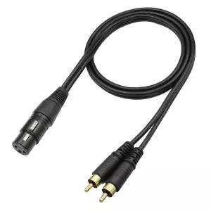 QianRENON XLR 여성용에서 듀얼 RCA 남성 스테레오 스플리터 케이블 3핀 2 모노 Y 변환 확장 오디오 믹서