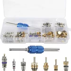 UBOG 40PCS AC 슈레이더 밸브 키트 코어 제거 도구 자동차 액세서리 공구 R134a 대부분의 수리
