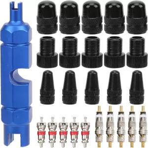 밸브 코어 공구 세트 26Pcs 자전거 미국 및 프랑스 어댑터 커버 펌프